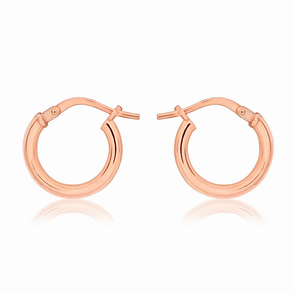 9ct Rose Gold Silver Filled 10mm Hoop Earrings