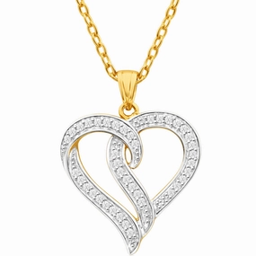 9ct Yellow Gold 1/4 Carat Diamond Heart Pendant