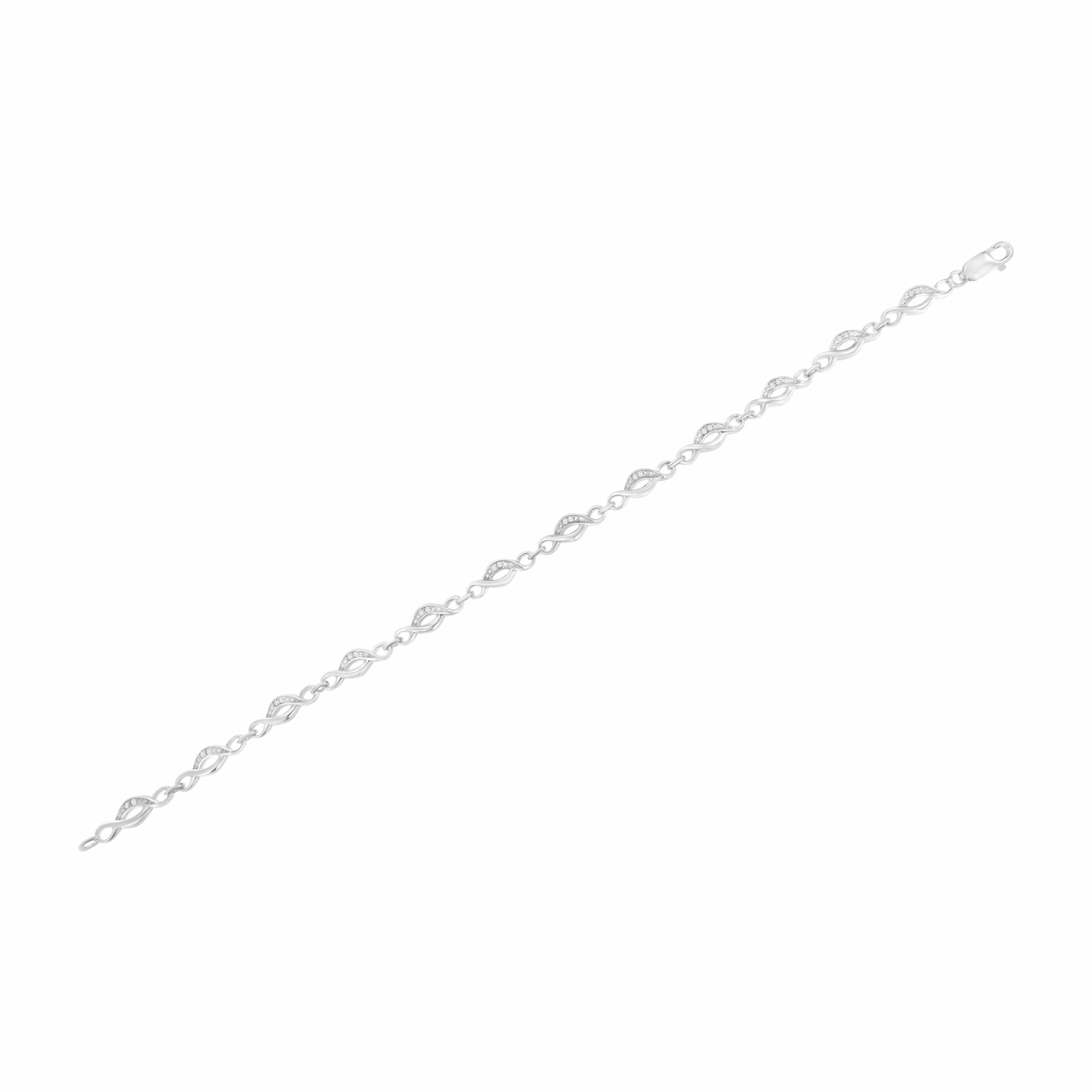 .925 Sterling Silver Prong Set Round-Cut Diamond Accent Infinity Link Bracelet