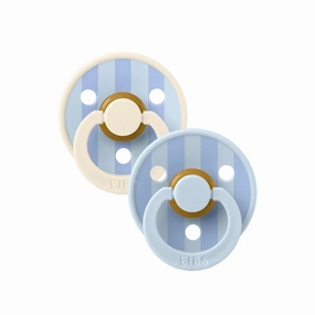 BIBS Block Latex Soothers 0-6 months Pack of 2 - Baby Blue & Dusty Blue