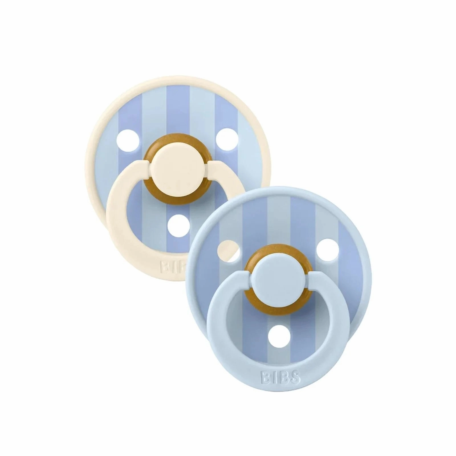 BIBS Block Latex Soothers 0-6 months Pack of 2 - Baby Blue & Dusty Blue