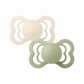 BIBS Supreme Latex Soothers 0-6 months Pack of 2 - Ivory & Sage