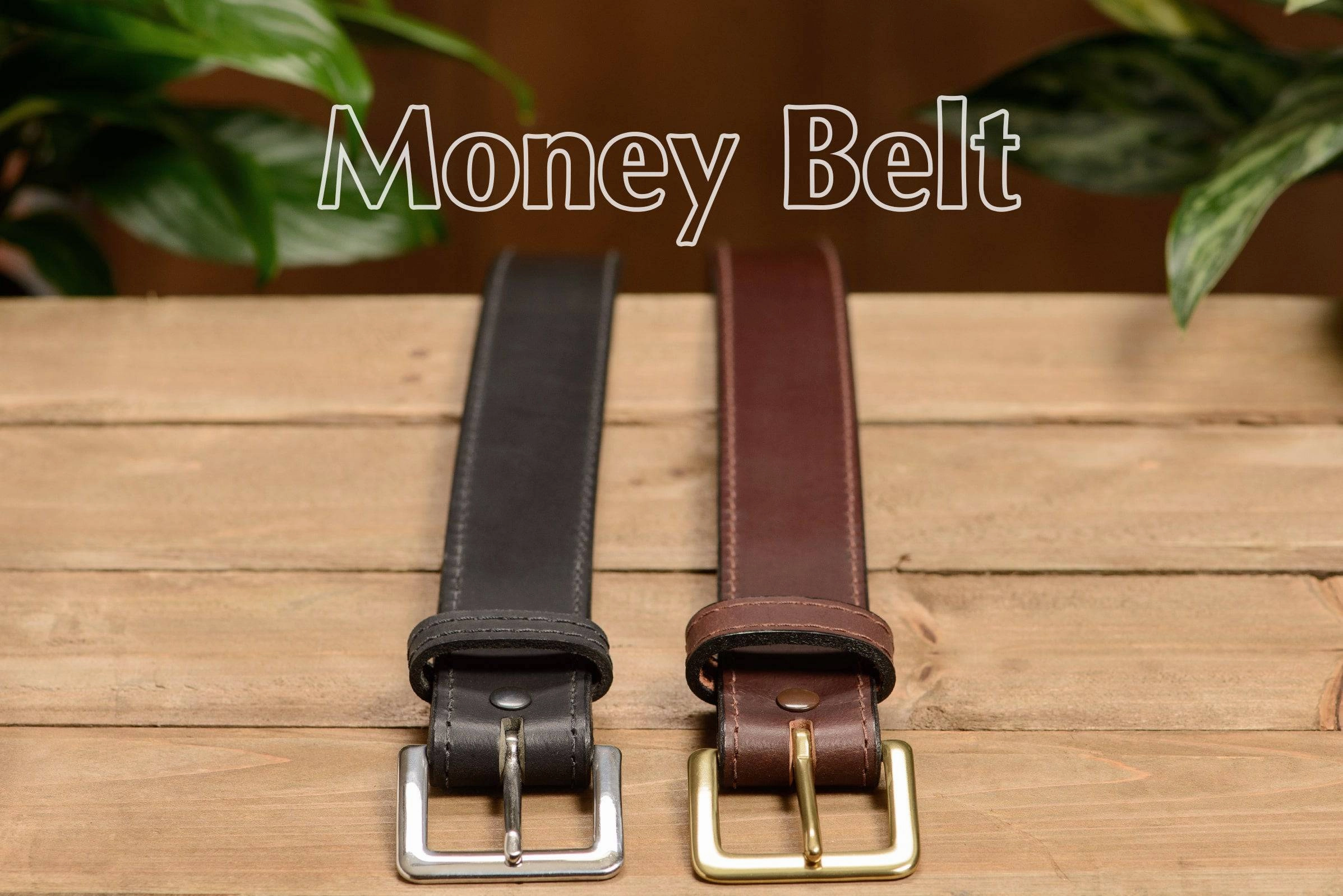 Black English Bridle Leather Money Belt With 25" Zipper 1.50" Wide