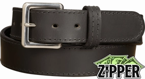 Black English Bridle Leather Money Belt With 25" Zipper 1.50" Wide