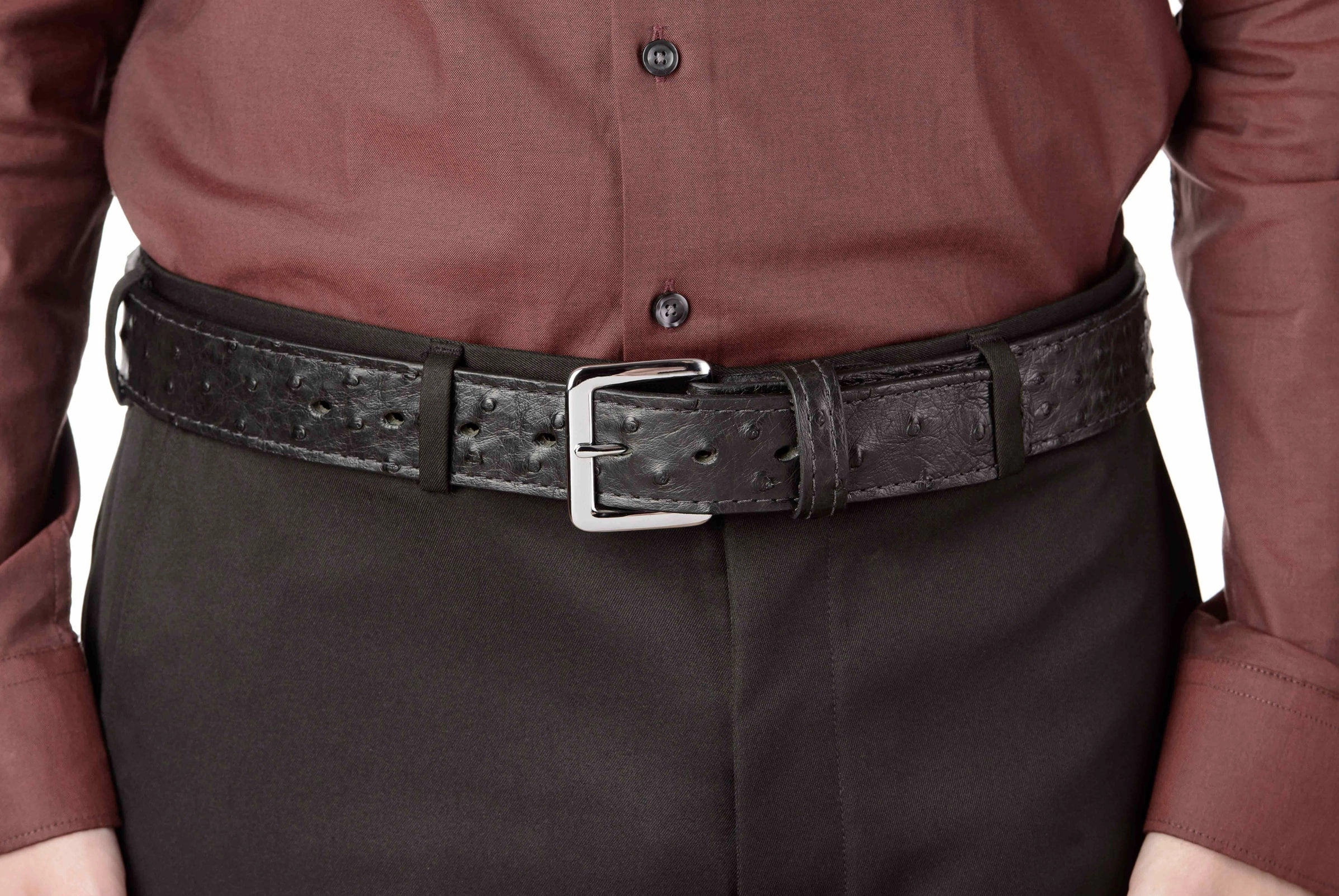 Black South African Ostrich Skin Money Belt With 25" Zipper 1.50" Wide