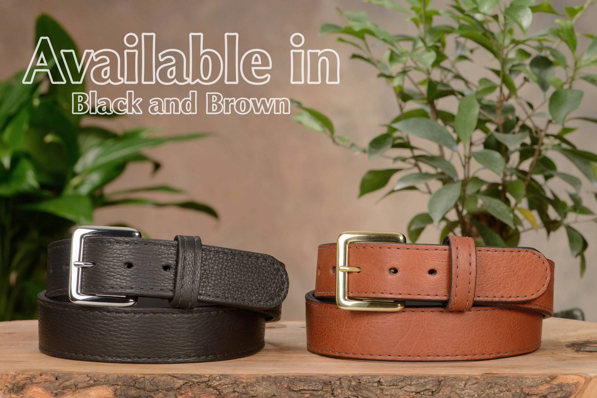 Brown American Bison Leather Belt