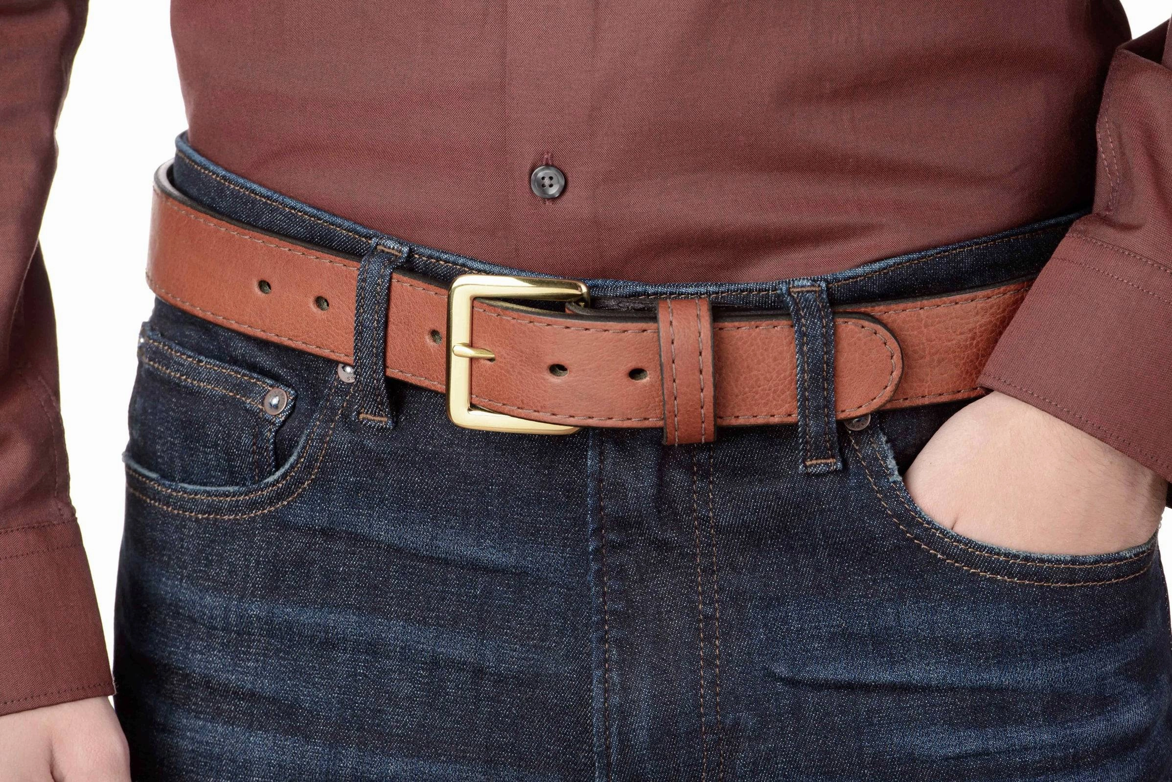 Brown American Bison Leather Belt