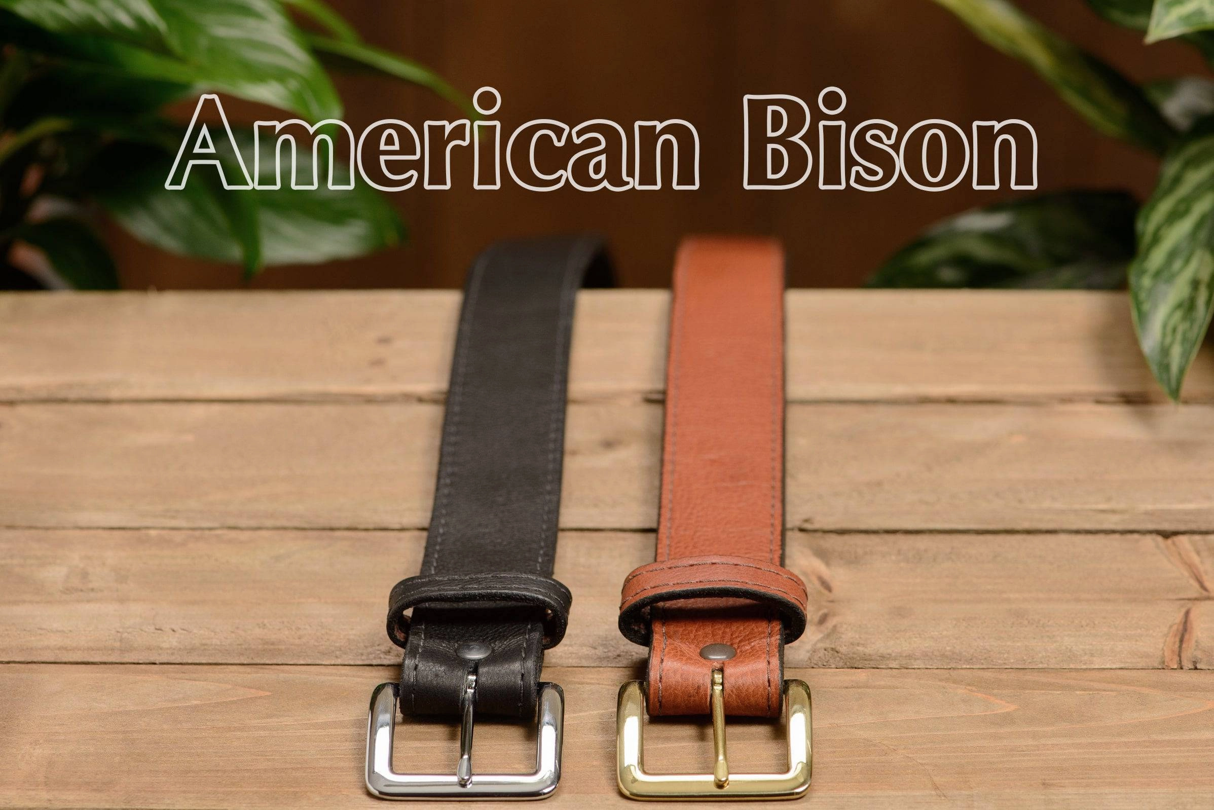 Brown American Bison Leather Belt