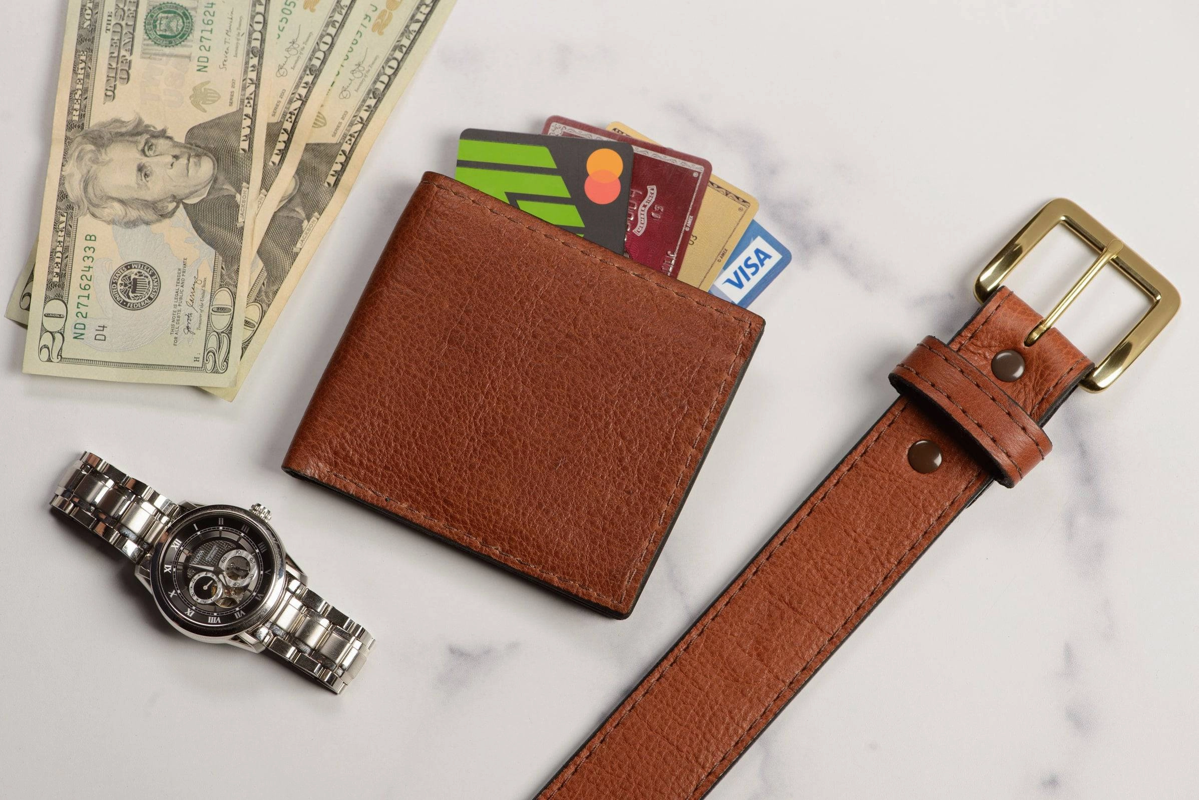 Brown American Bison Money Belt With 25" Zipper 1.50" Wide