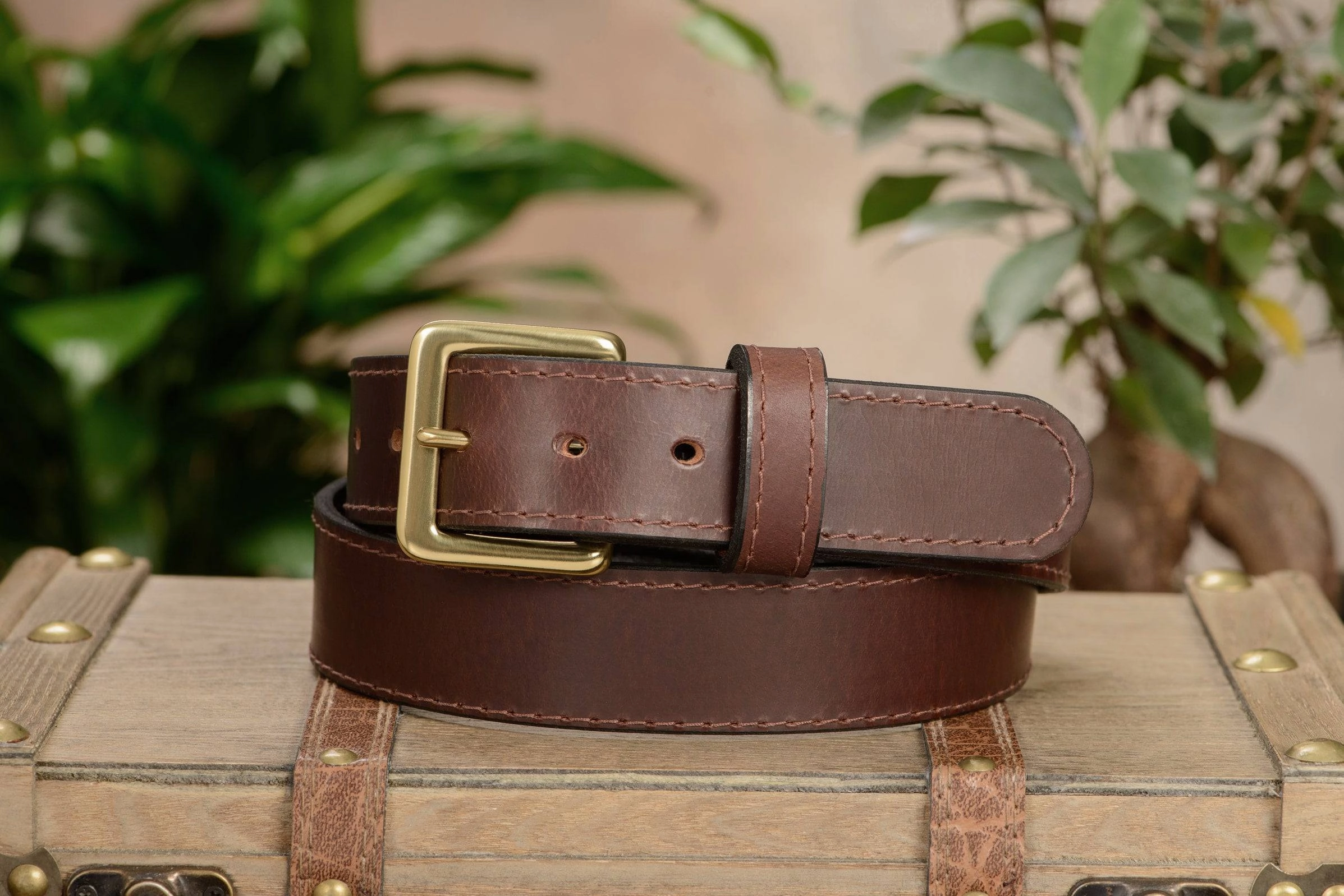 Brown English Bridle Leather Money Belt With 25" Zipper 1.50" Wide