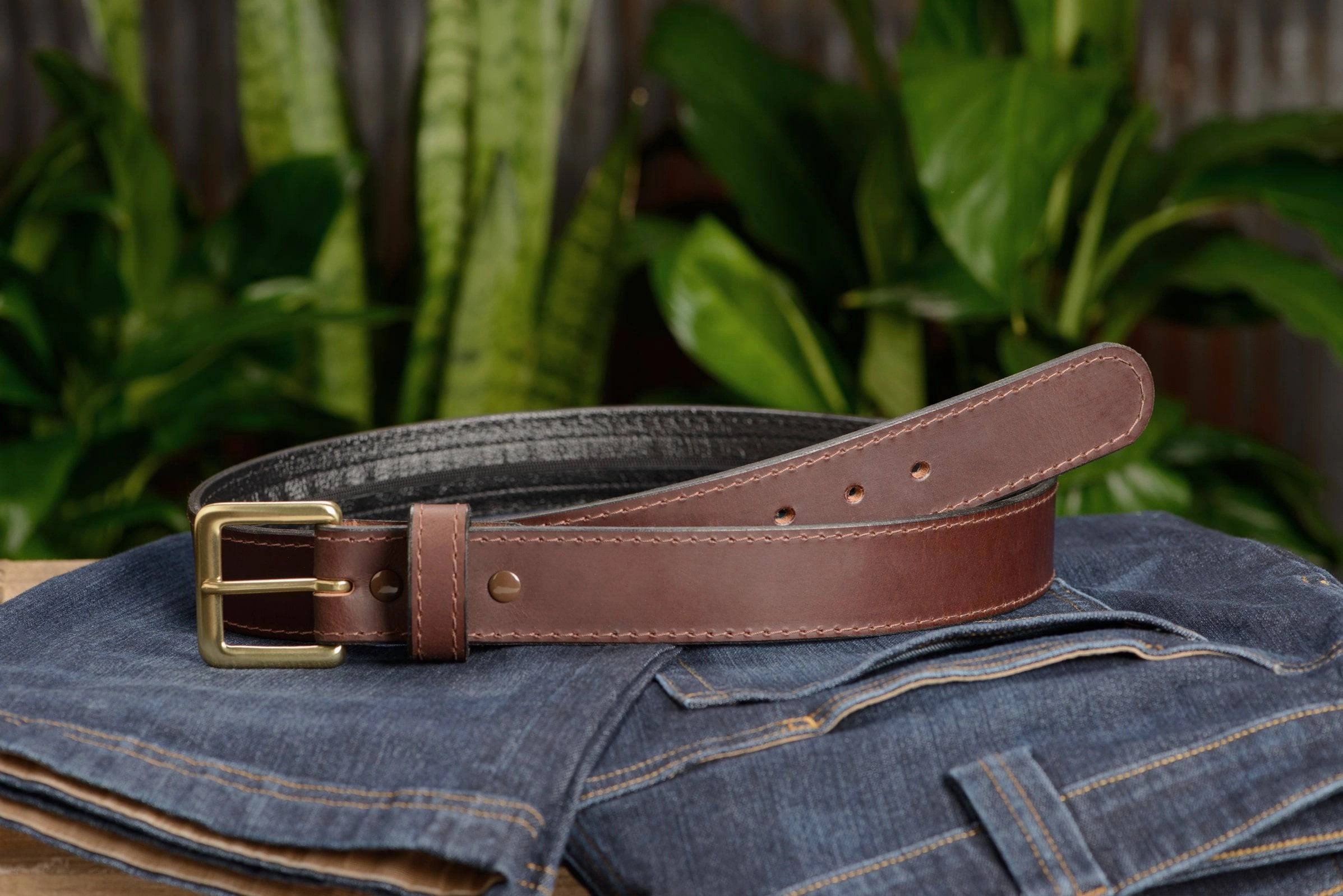 Brown English Bridle Leather Money Belt With 25" Zipper 1.50" Wide
