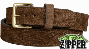 Brown Hippopotamus Money Belt With 25" Zipper 1.50" Wide