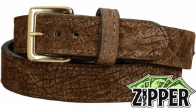 Brown Hippopotamus Money Belt With 25" Zipper 1.50" Wide