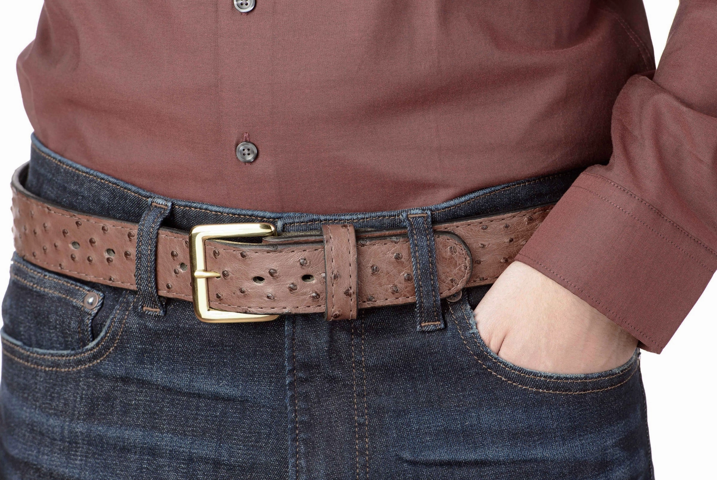 Brown South African Ostrich Skin Money Belt With 25" Zipper 1.50" Wide