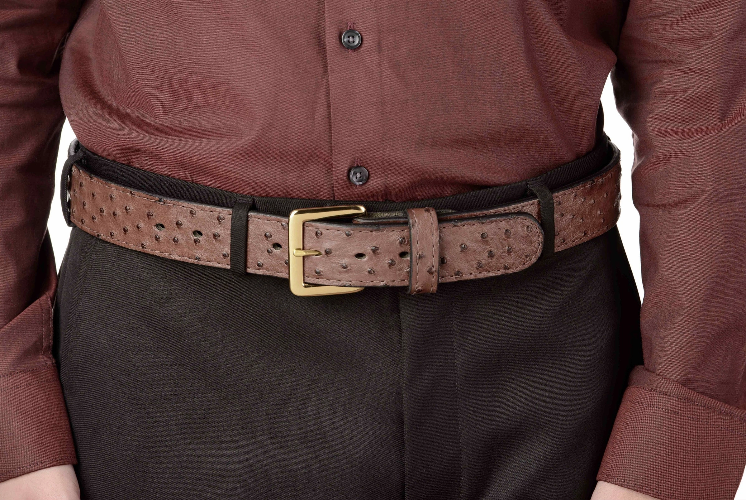Brown South African Ostrich Skin Money Belt With 25" Zipper 1.50" Wide