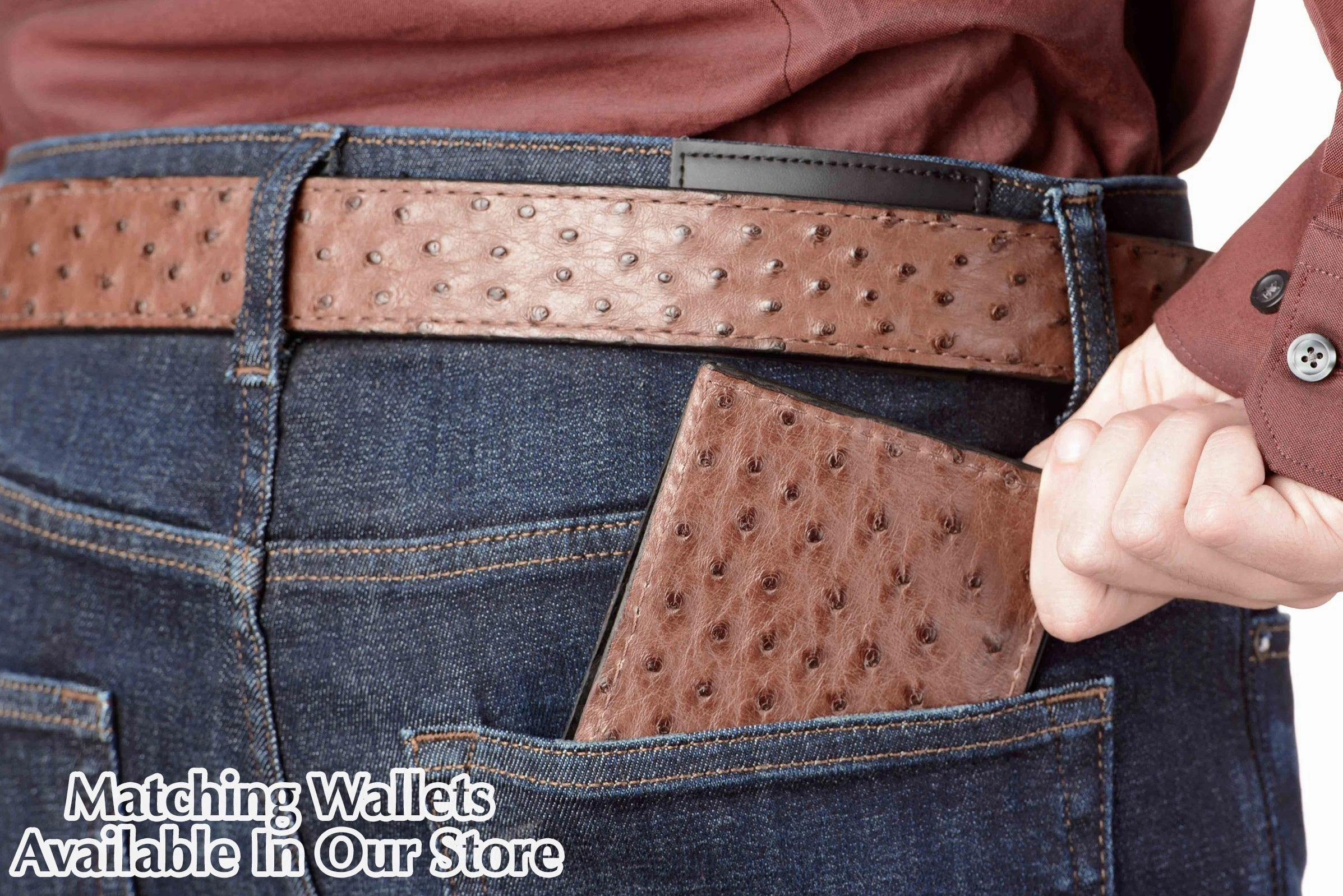 Brown South African Ostrich Skin Money Belt With 25" Zipper 1.50" Wide