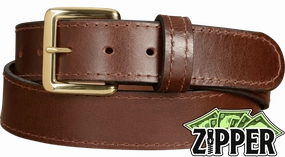 Brown Water Buffalo Money Belt With 25" Zipper 1.50" Wide