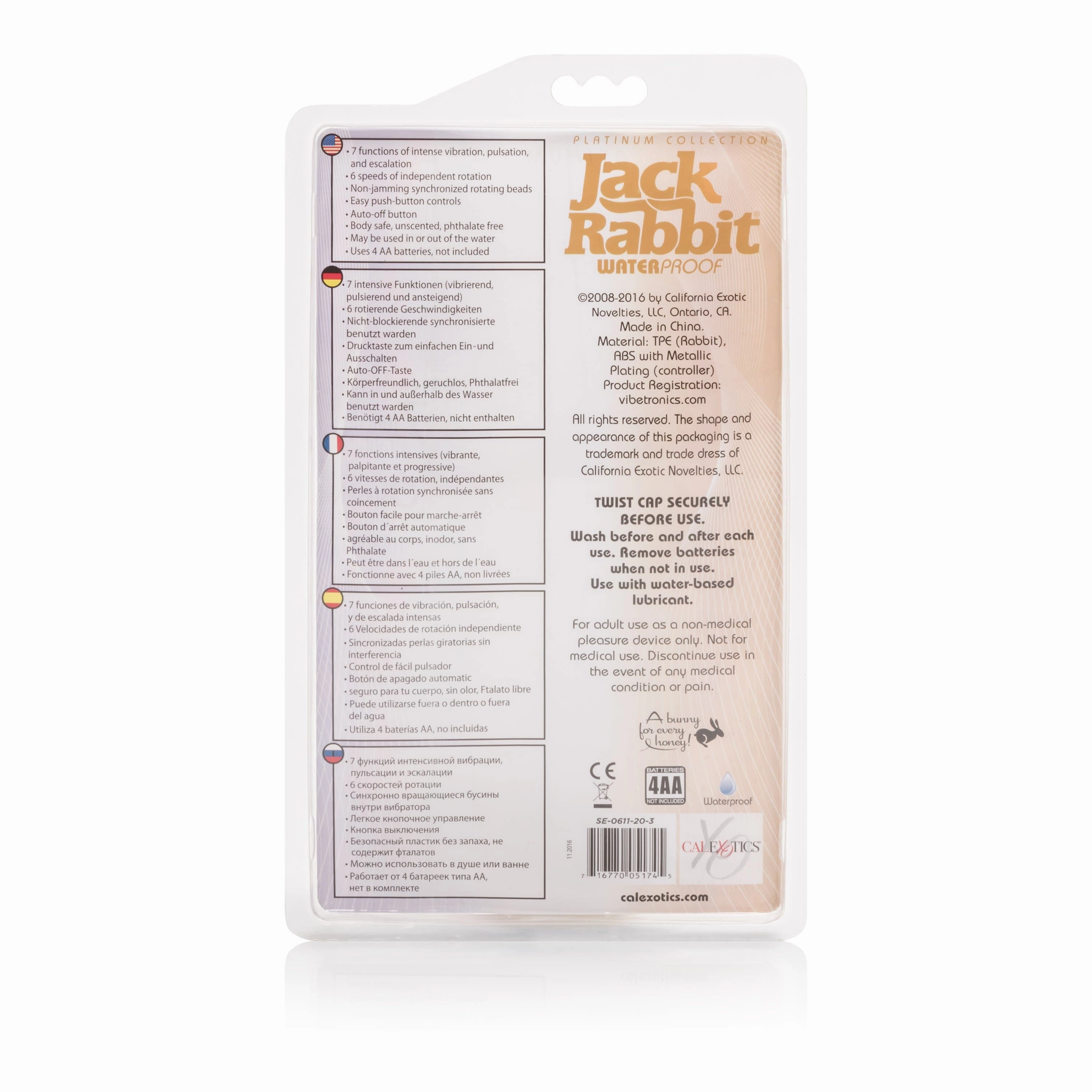 California Exotics - Platinum Collection Jack Rabbit Vibrator Intermediate (Gold)