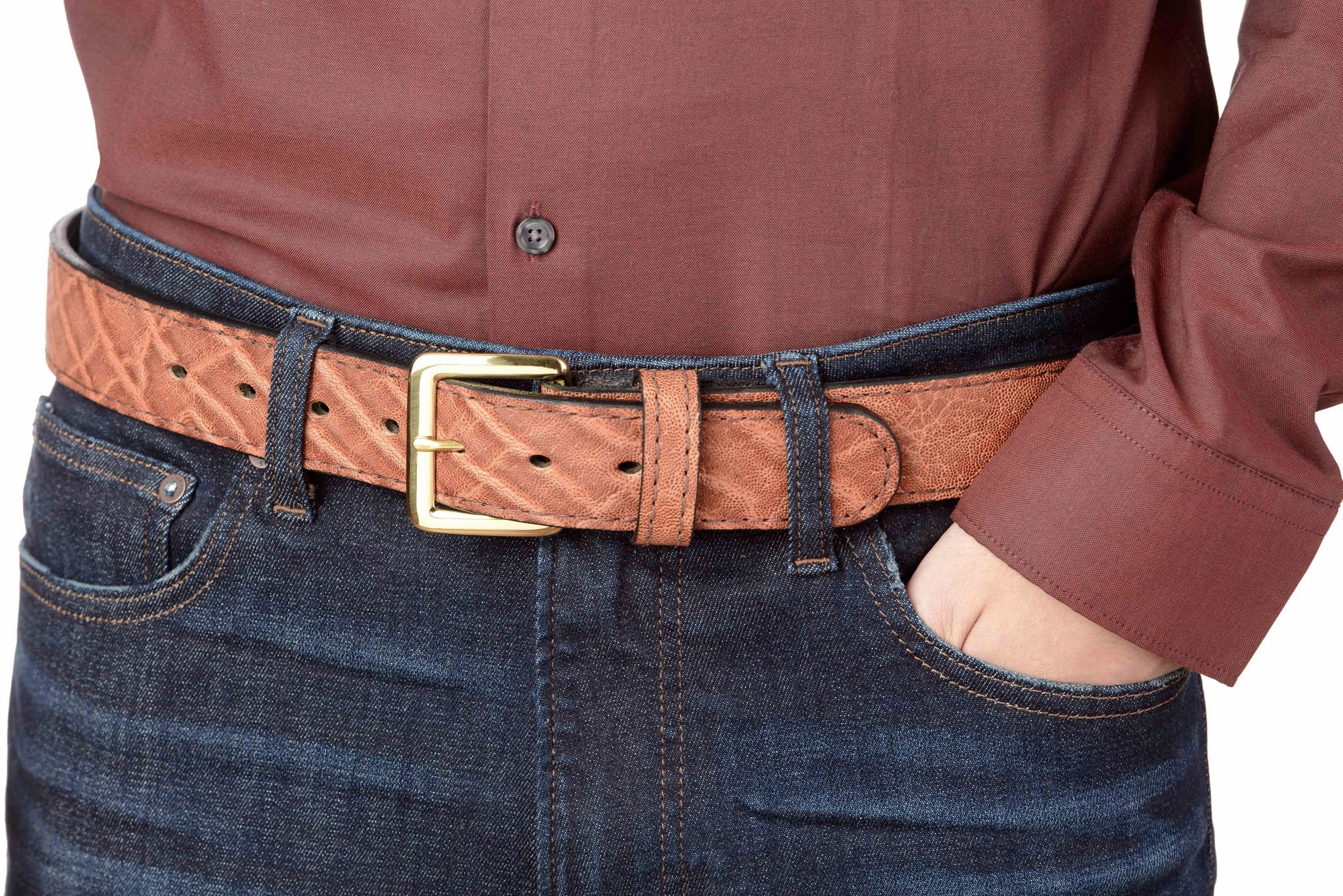 Caramel Brown Elephant Money Belt With 25" Zipper 1.50" Wide