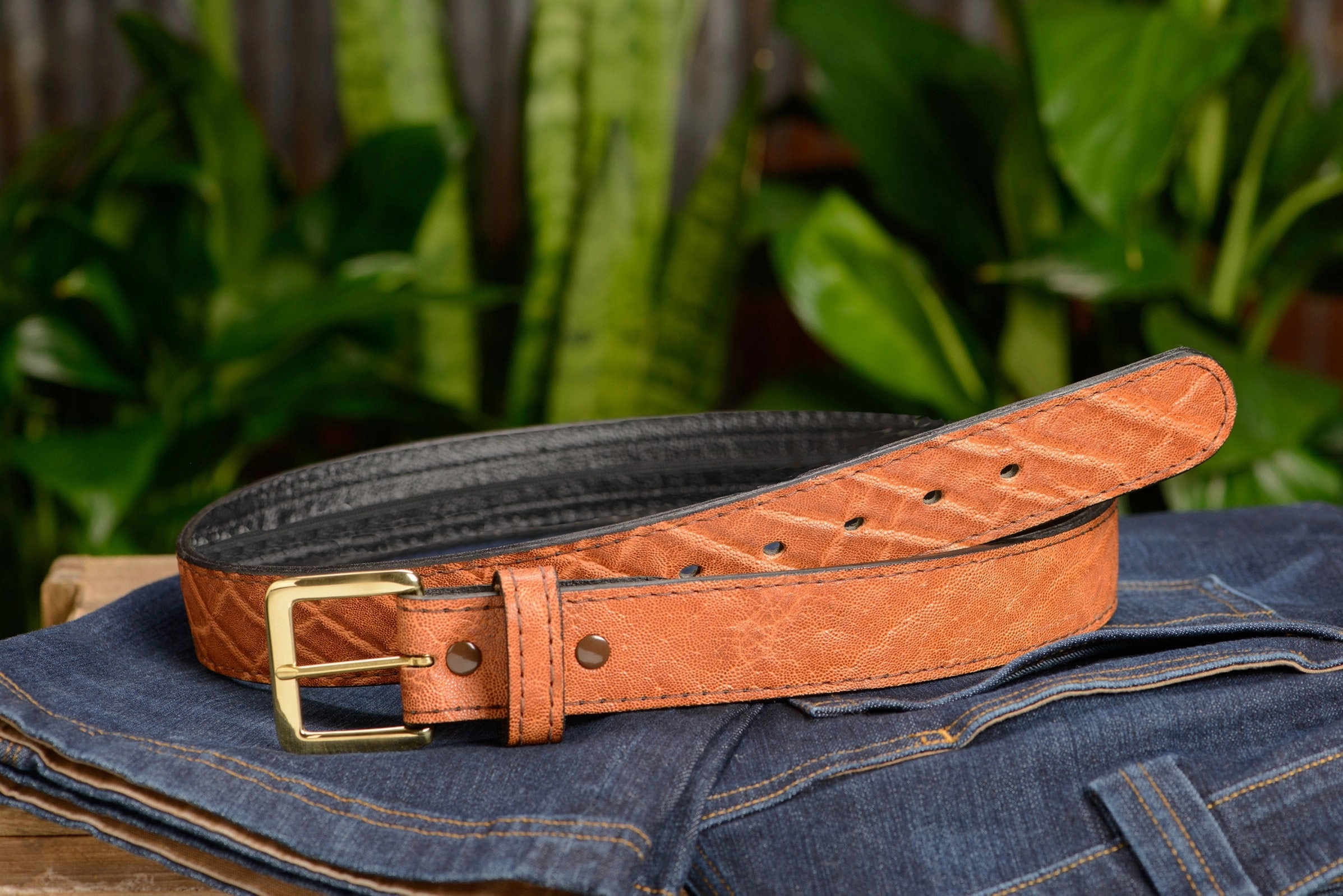 Caramel Brown Elephant Money Belt With 25" Zipper 1.50" Wide