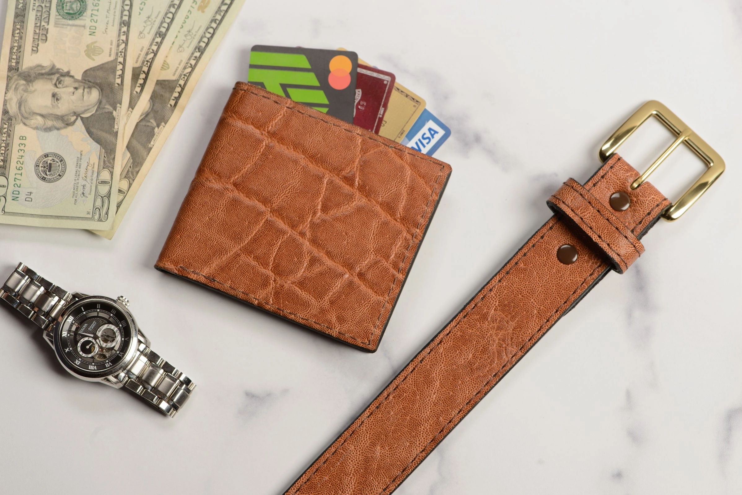 Caramel Brown Elephant Money Belt With 25" Zipper 1.50" Wide