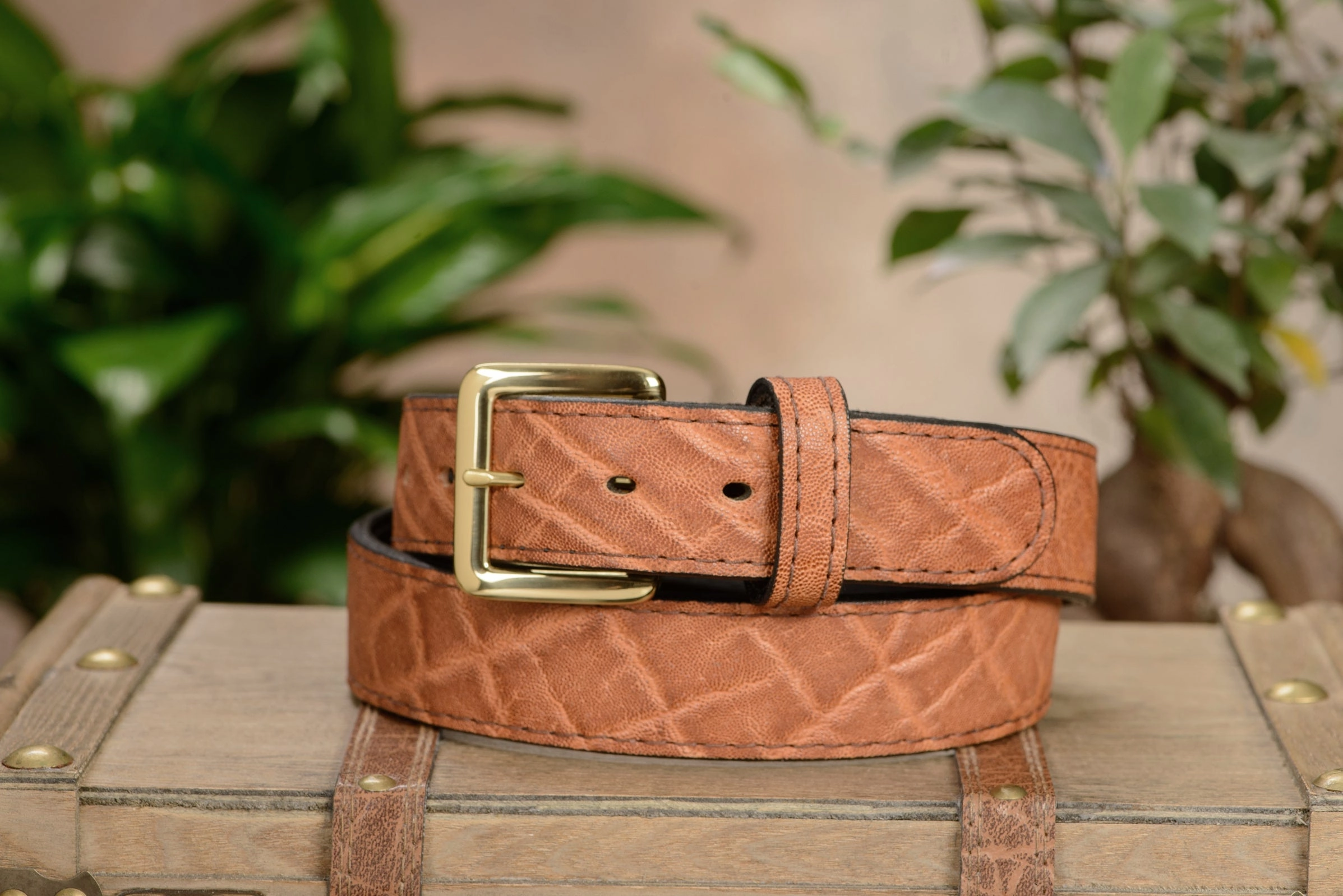 Caramel Brown Elephant Money Belt With 25" Zipper 1.50" Wide
