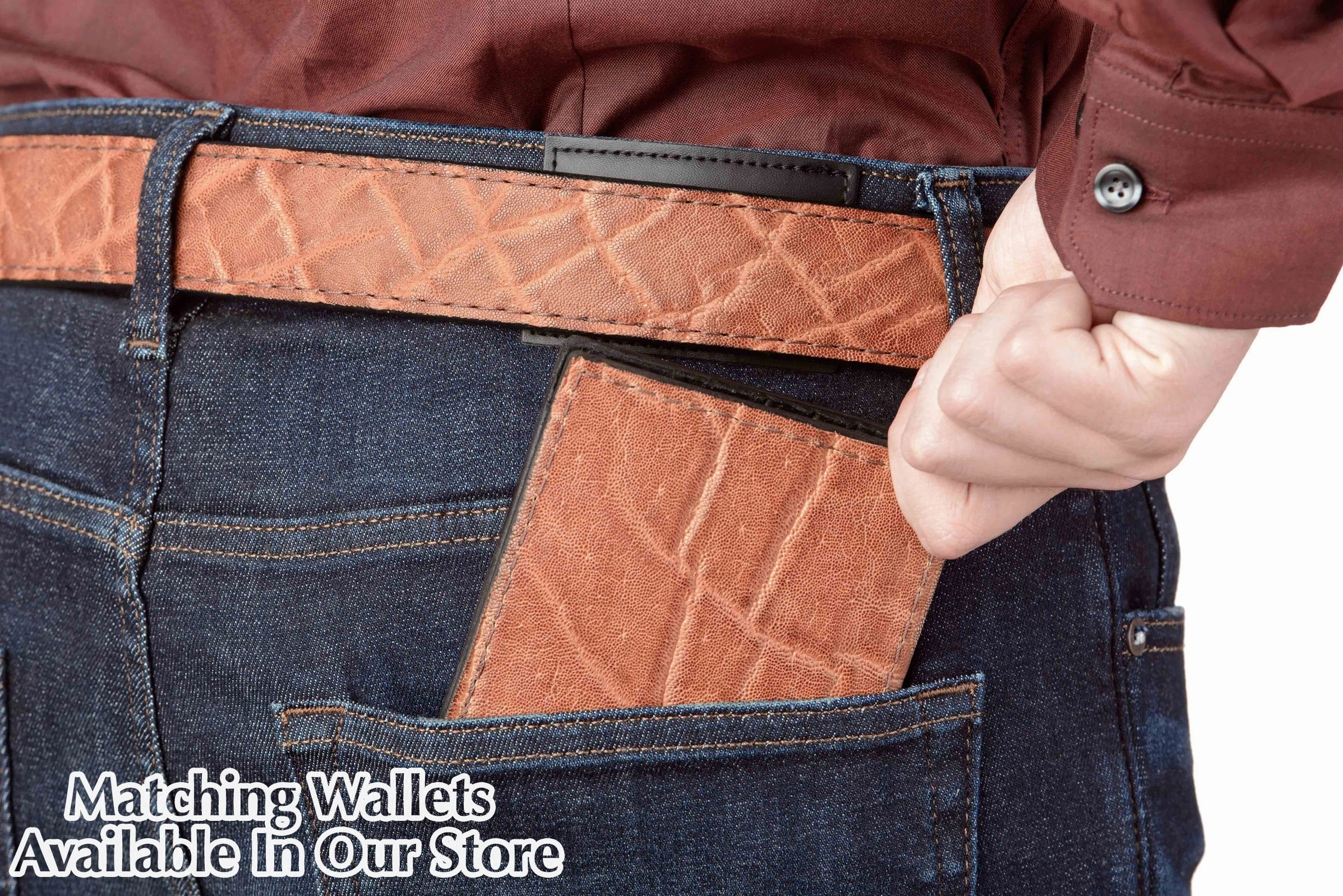 Caramel Brown Elephant Money Belt With 25" Zipper 1.50" Wide