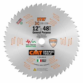 CMT 251.045.12 ITK GENERAL PURPOSE SAW BLADE, 12-INCH X 45 TEETH 1FTG 2ATB GRIND WITH 1-INCH BORE