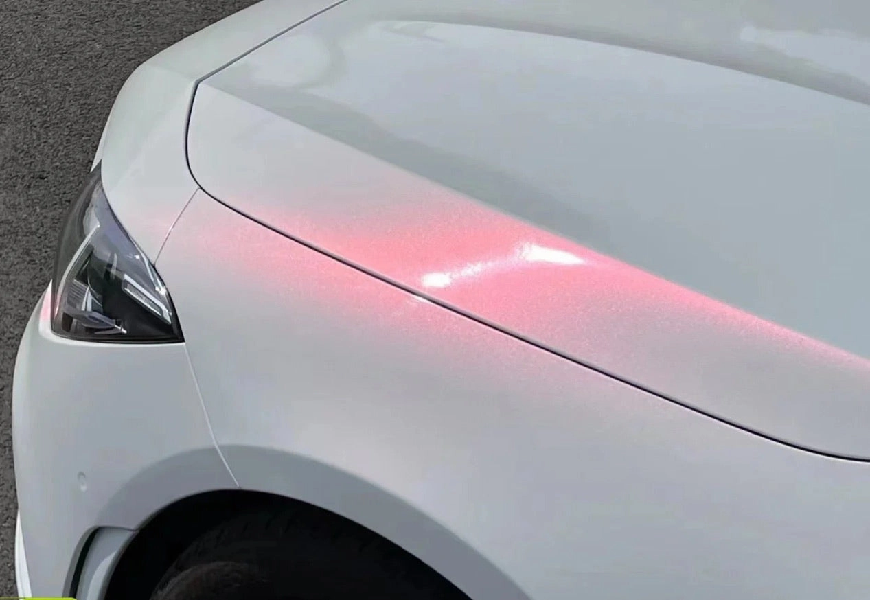 Color Shift Glitter White Pink Vinyl Wrap