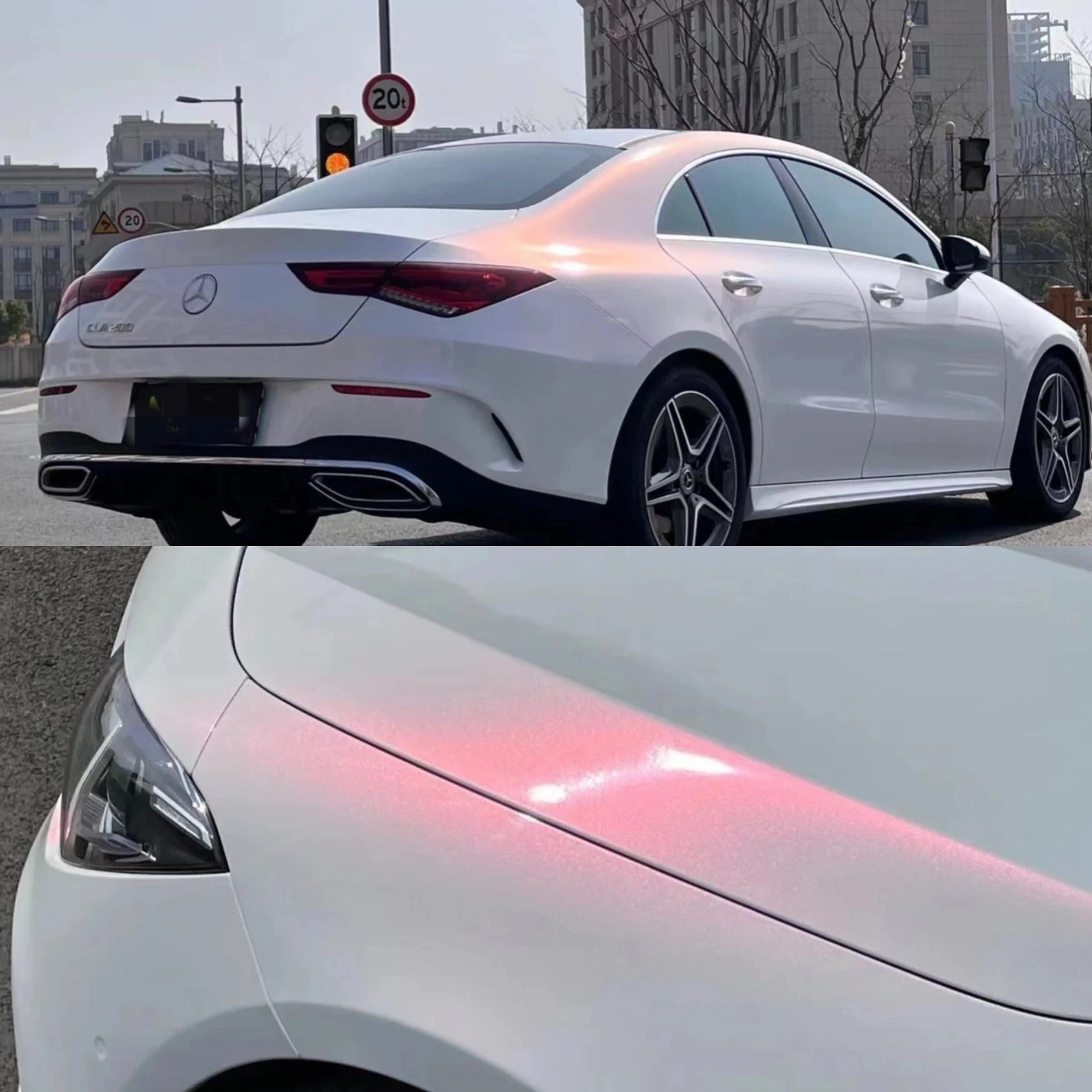 Color Shift Glitter White Pink Vinyl Wrap