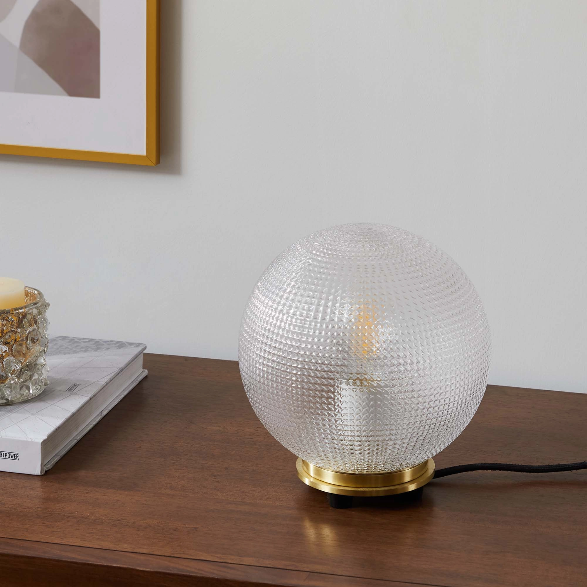 Destiny Glass and Metal Table Lamp by Modway