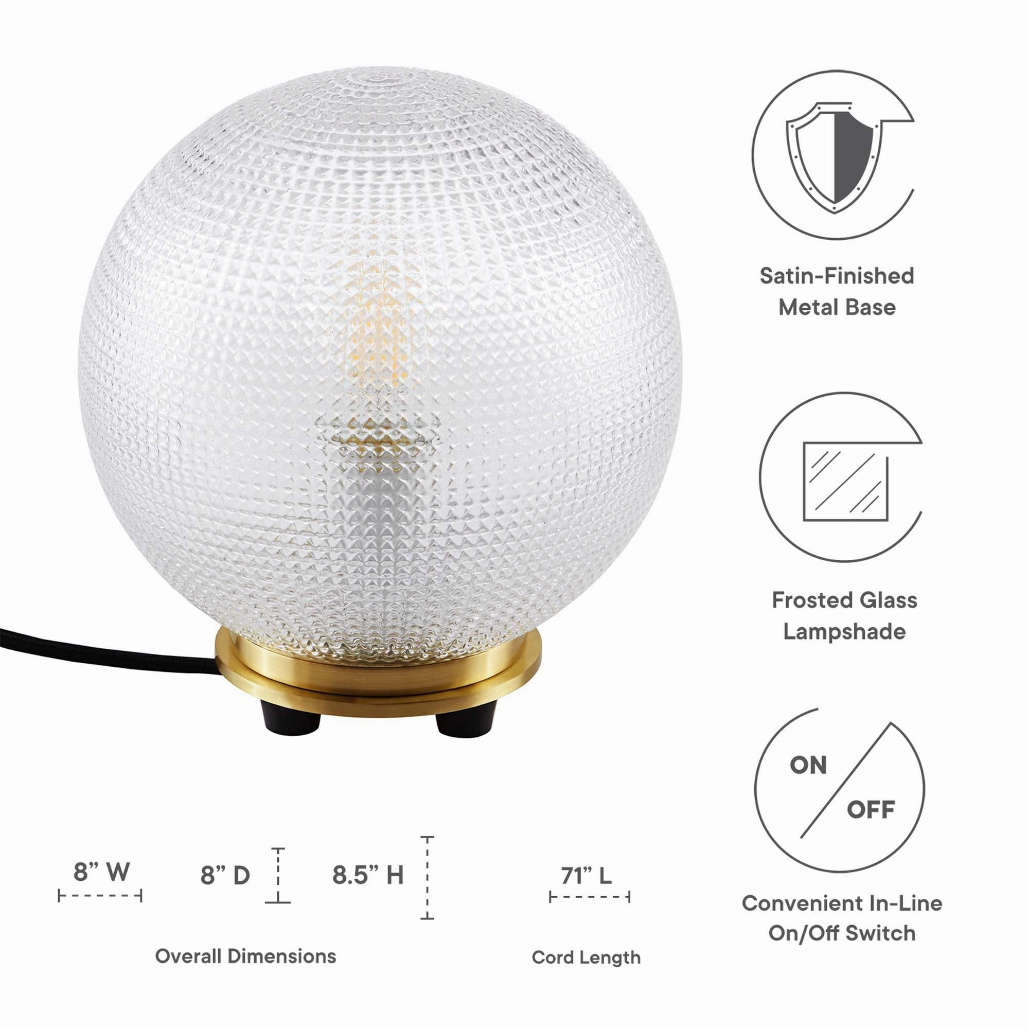 Destiny Glass and Metal Table Lamp by Modway