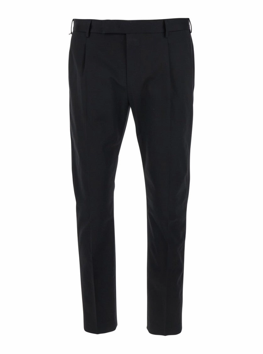 Dieci Tailored Black Pants With Flat Front