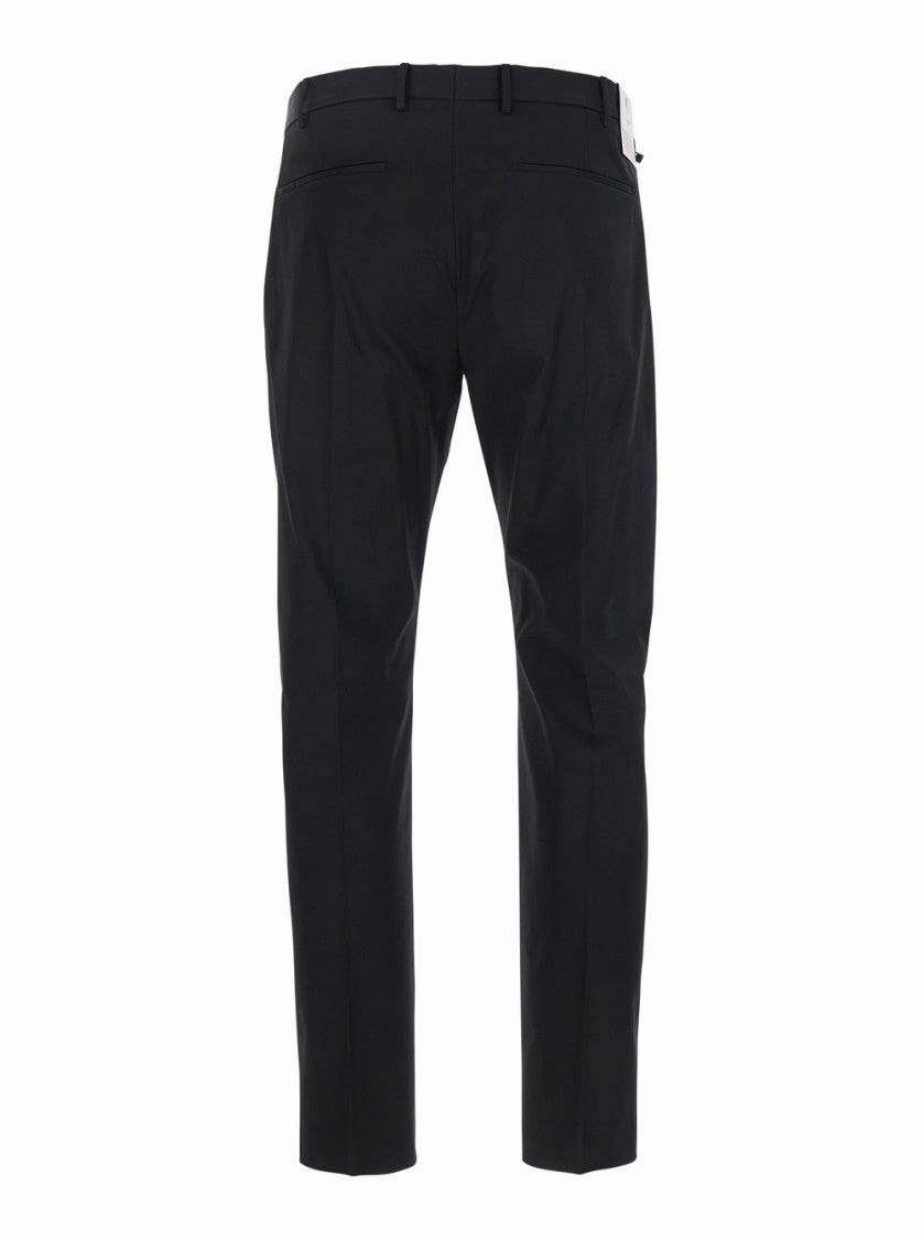 Dieci Tailored Black Pants With Flat Front