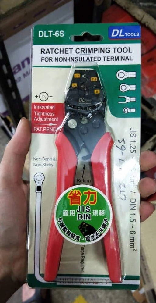 DL Tools 6mm2 Ratchet Crimping Tool for Non-Insulated Terminal | Model : CT2-DLT-6S (DLT-6S)