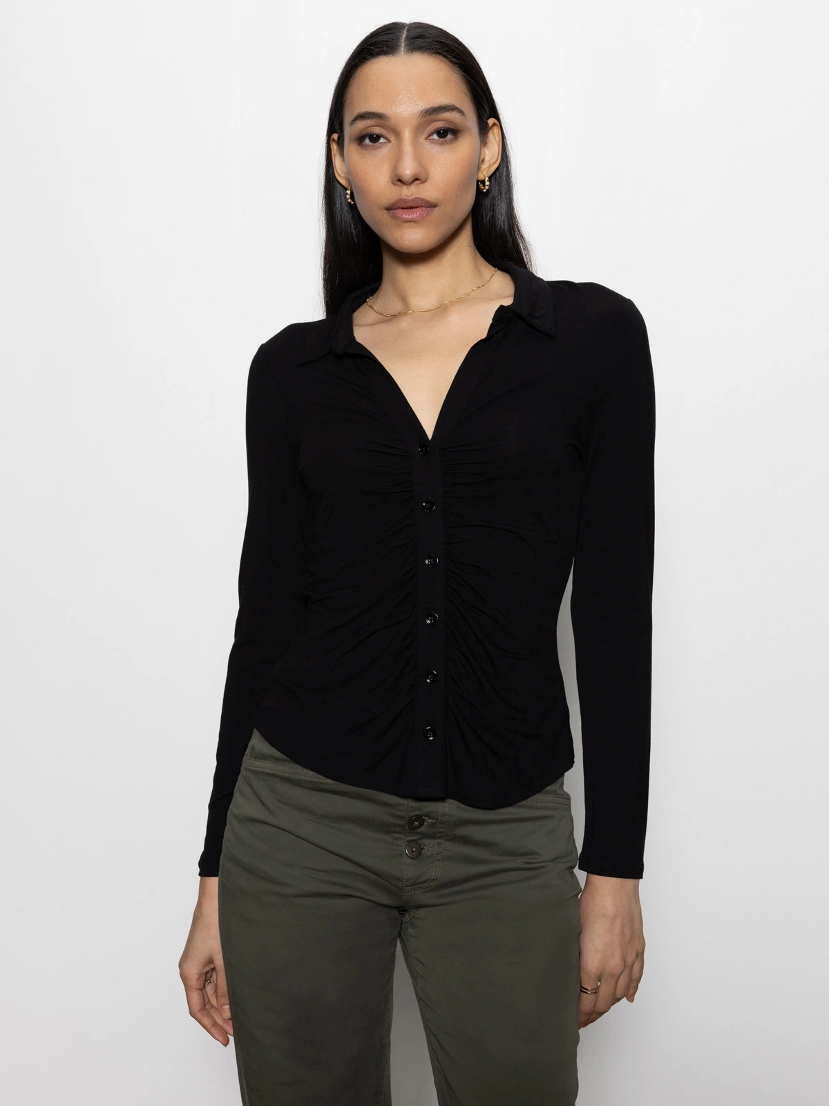 Dreamgirl Knit Button Up Top Black