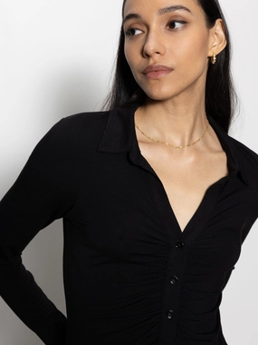 Dreamgirl Knit Button Up Top Black