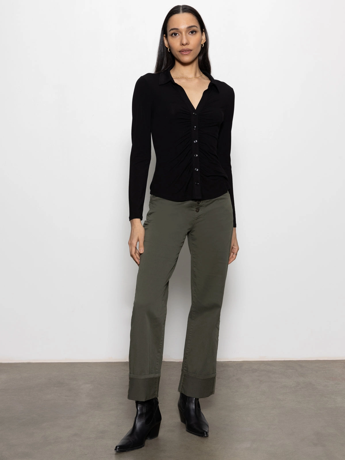 Dreamgirl Knit Button Up Top Black