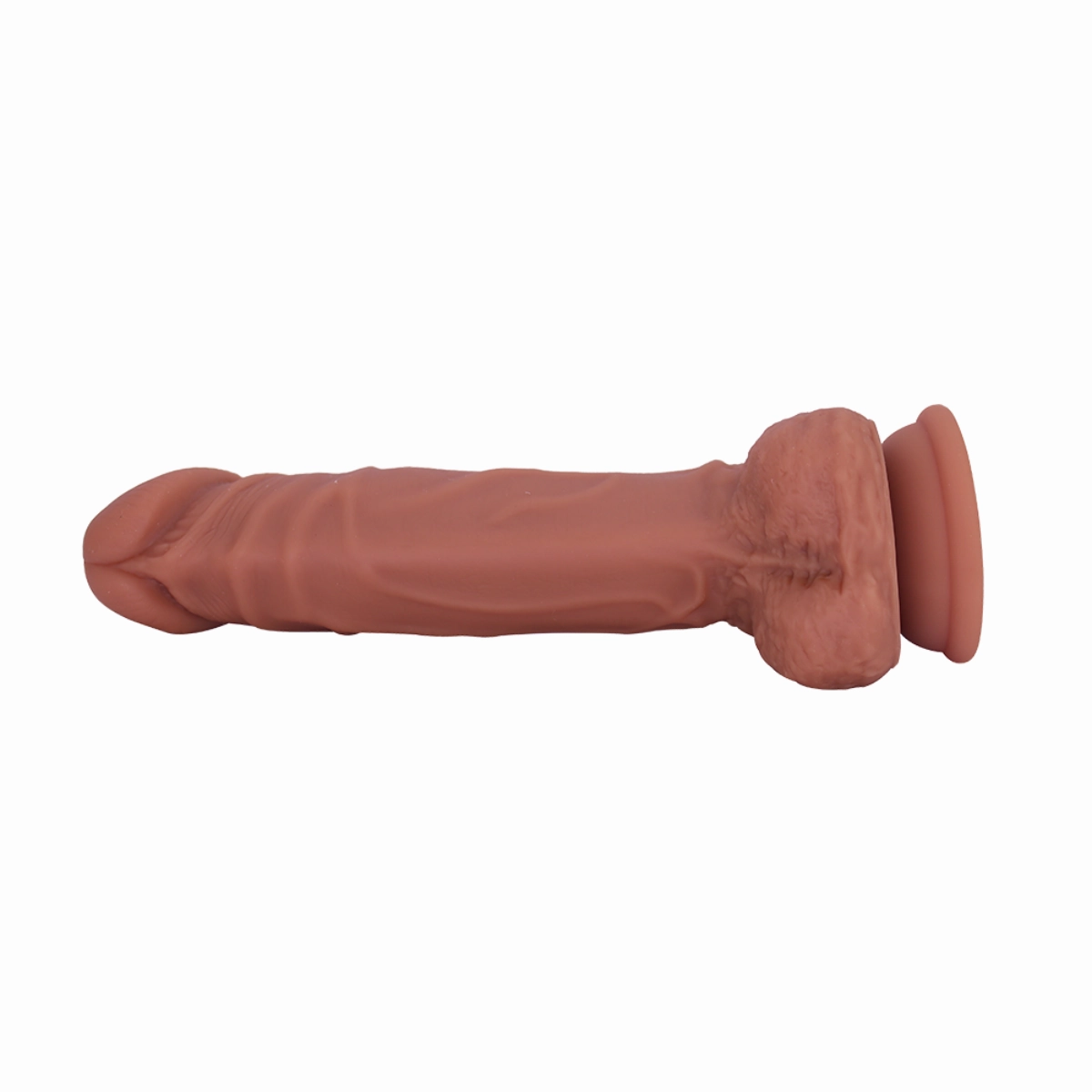 Erotic Brown Suction Cup Dildo With Balls - Stick To Any Flat Surface & Ride!