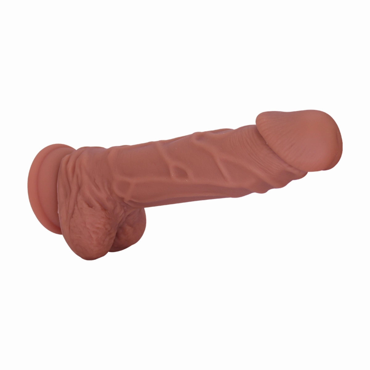 Erotic Brown Suction Cup Dildo With Balls - Stick To Any Flat Surface & Ride!