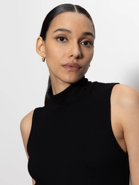 Essential Sleeveless Mock Neck Tank Black