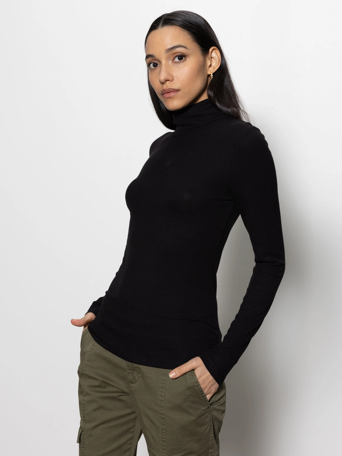 Essential Turtleneck Top Black