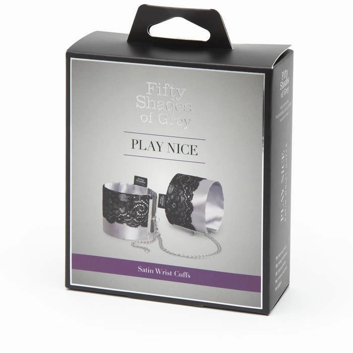 Fifty Shades of Grey - Play Nice Satin & Lace Wrist Cuffs (Grey)