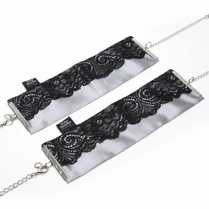 Fifty Shades of Grey - Play Nice Satin & Lace Wrist Cuffs (Grey)