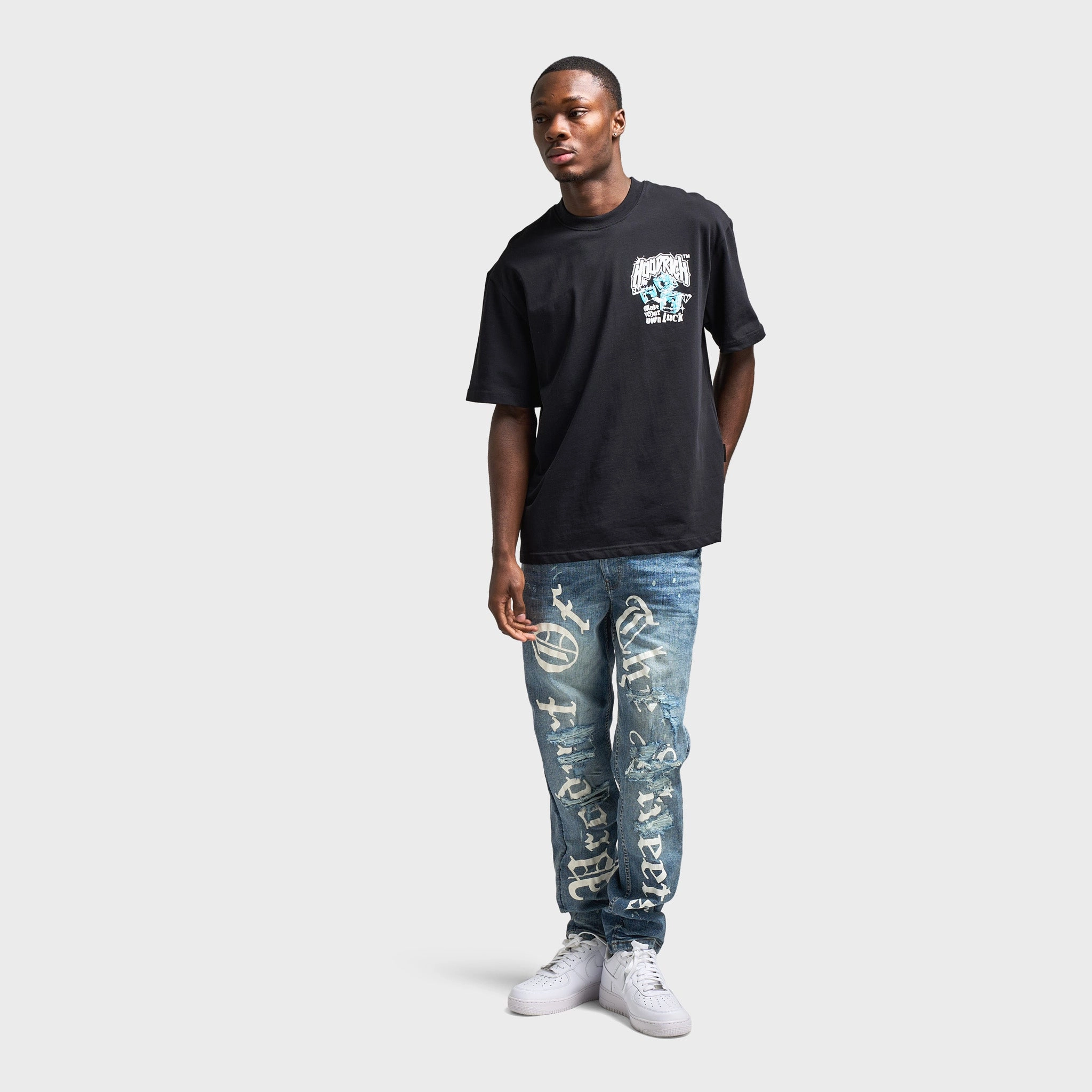 Hoodrich Fortune Oversized Graphic T-Shirt / Black
