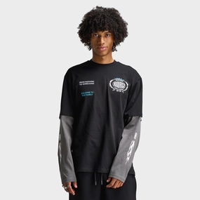 Hoodrich Noir Oversized Long Sleeve Graphic T-Shirt Black / Lava Smoke - Aquarius