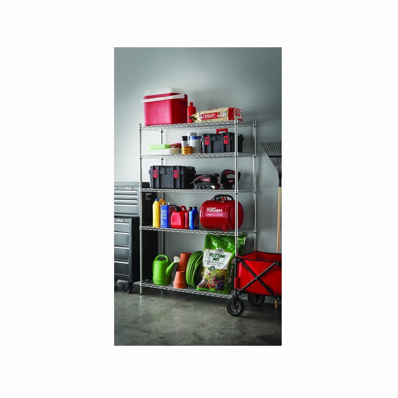 Hyper Tough A60Z-1 Heavy Duty 5 Tier Wire Shelf 3000 lb Capacity - Gray/Zinc