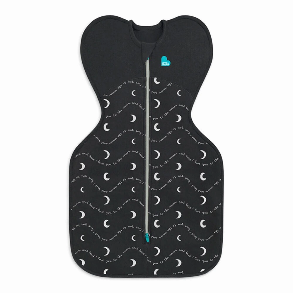 Love To Dream Swaddle Up 1.5T Stretch Cotton Fleece Moon & Back Charcoal