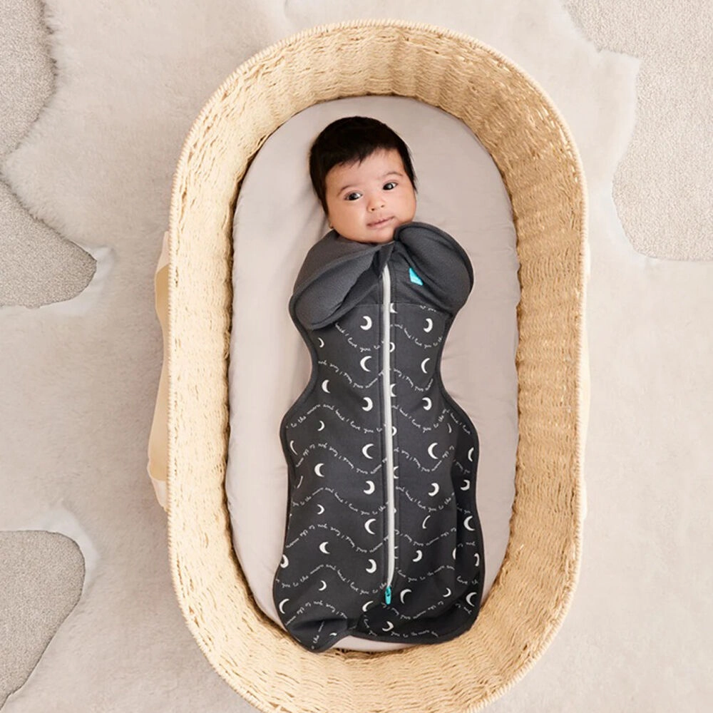 Love To Dream Swaddle Up 1.5T Stretch Cotton Fleece Moon & Back Charcoal