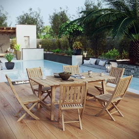 Marina 7 Piece Outdoor Patio Teak Dining Set by Modway